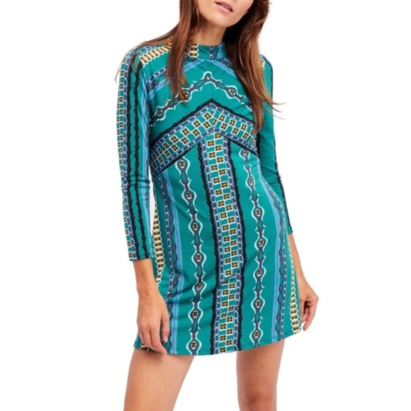 Free People Dresses & Skirts - Free People Stella Green Mini Dress Retro NWT